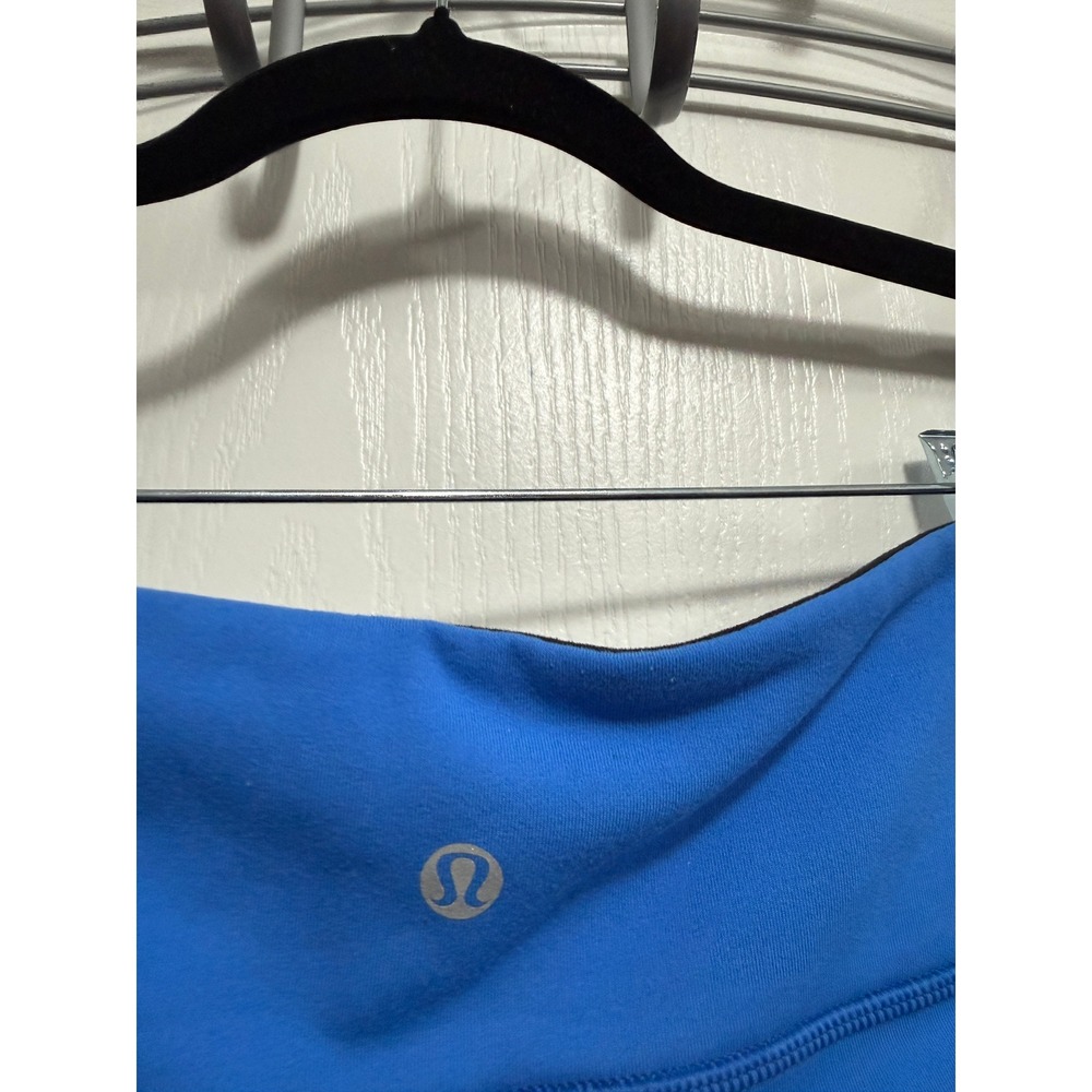 Lululemon Wunder Under Crop Reversible Leggings Black Electric Blue Size 6 - Picture 14 of 16